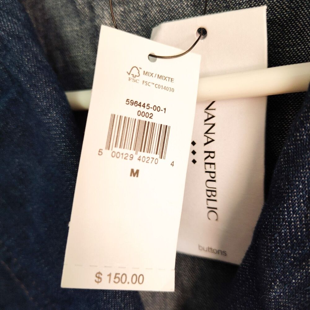 New Banana Republic Denim‎ Tailored Jumpsuit Medium Dark Blue Long Sleeve NWT - Picture 14 of 15